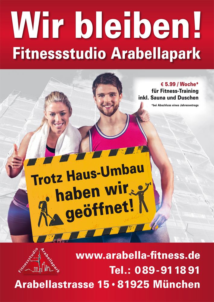 Freu Dich auf das neue Fitnessstudio Arabellapark 2.0 in München Bogenhausen Freu Dich auf das neue Fitnessstudio Arabellapark in München Bogenhausen